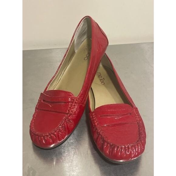 "Me Too" Patent Red Leather Driving Loafers Women's Size 6 - Picture 1 of 9